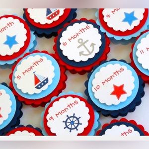 First year photo clips, nautical theme.